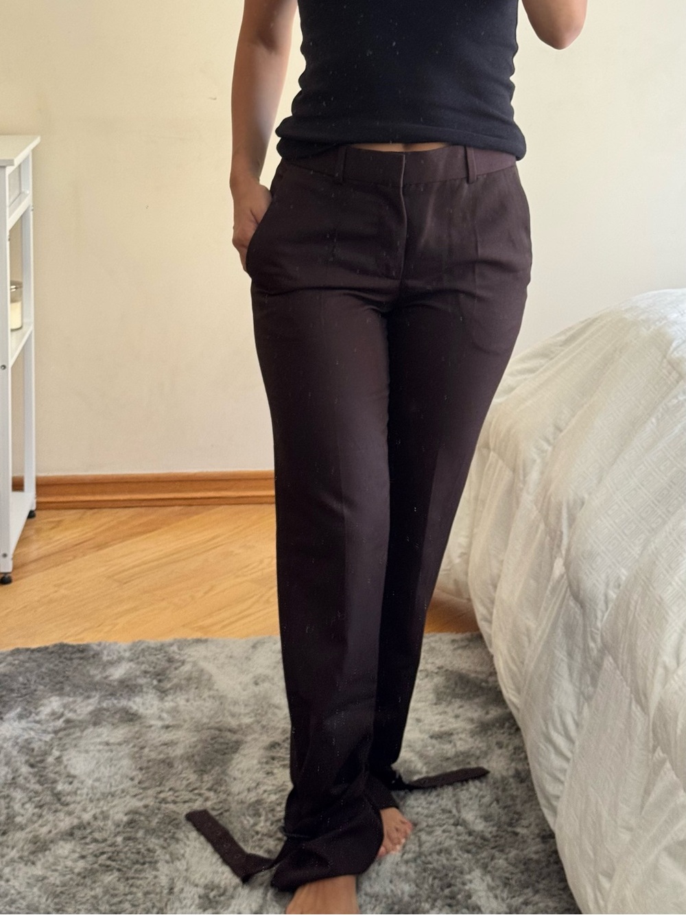 Zara Chocolate Brown Straight-Leg Trousers